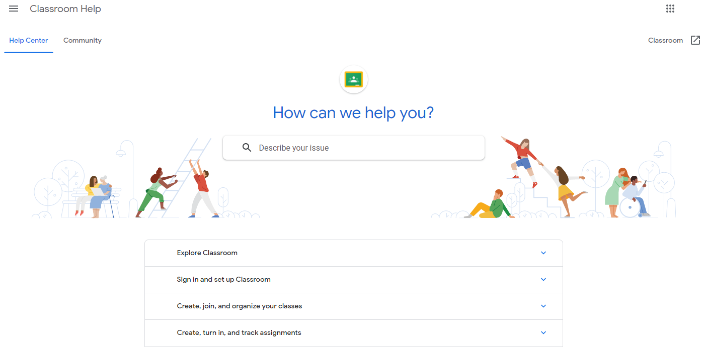 Google Classroom - Help page