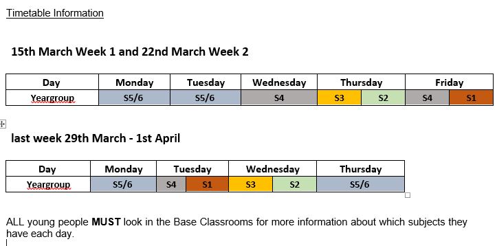 Timetable